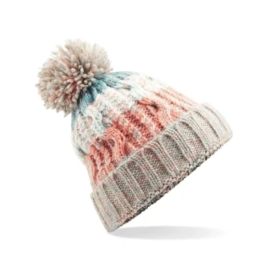 Afbeelding van Beechfield B486 Kurkentrekker Pom Beanie Stijlvolle Wintermuts, Milkshake Mix, One size