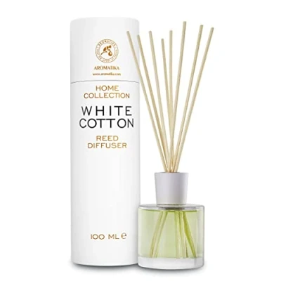 Afbeelding van Geurstokjes white cotton 100ml Intensieve Verse Langdurige en Frisse Geur Aromatherapie Diffuser Luchtverfrisser huisparfum geurolie geurverspreider met 8 bamboestokjes glazen fles charmante accessoires van Aromatika