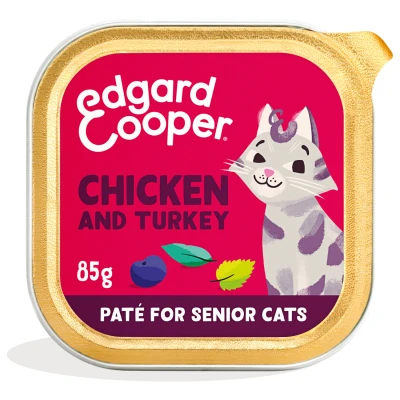 Afbeelding van Edgard&amp;Cooper Senior Paté Kattenvoer Kip Kalkoen 85 g
