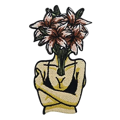 Afbeelding van Body Shaming Flower Head Patch om op te strijken, bloemenpatches, vrouwen, strijkplaatje, damespatches, jeansjacks, patches finally home