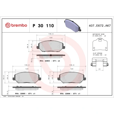 Afbeelding van Brembo Remblokset P 30 110