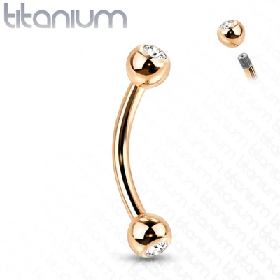 Afbeelding van Piercing titanium rond basis met steen1.2x8 rose goud