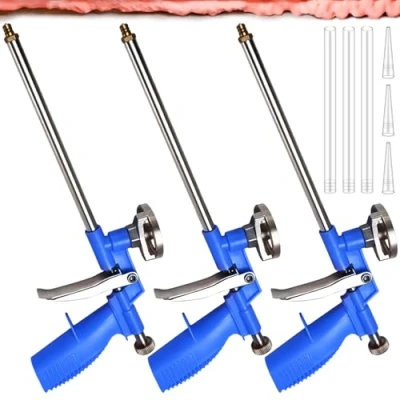Afbeelding van 3 stuks schuimpistool, PU schuimpistool voor pistoolschuim, montageschuim, bouwschuimpistool thuis en op kantoor, professioneel gebruik (blauw)