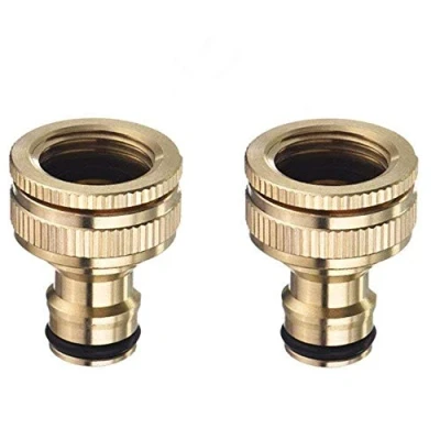 Afbeelding van TOPWAYS® 2 x kraanverbinders aansluiting voor kranen met schroefdraad, 1/2 &#039;&#039; 3/4 BSP in 1 messing tap connector kraanadapter tuin kraanverbinder waterkraan