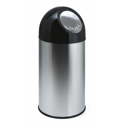 Afbeelding van Afvalbak 40ltr Pushdeksel met onderbak rvs/zwart