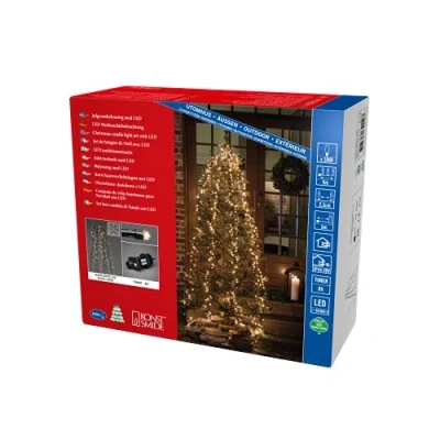 Afbeelding van KONSTSMIDE led boomverlichting kerstversiering buiten, Micro Compactlights lichtsnoer met ring, 6 strengen à 180 dioden (1 stuk)