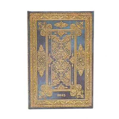 Afbeelding van Blue Luxe (Luxe Design) Mini 12 month Horizontal Hardback Dayplanner 2025 (Elastic Band Closure): tydzień na dwóch stronach, zamykany gumkę, papier 100 gsm
