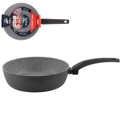 Afbeelding van Florina Salva koekenpan met hoge rand en 3 laags non stick coating 24 x 6,5 cm zwart / grijs