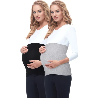 Afbeelding van BE Mammy Dames Zwangerschapsbuikband Zwanger Viscose 2pack BE20 169 BB Zwart/Mengkleur 40/42