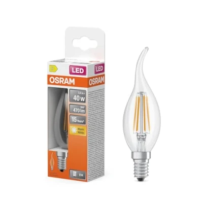 Afbeelding van OSRAM LED lamp Ster kaarsvorm BA40 filament, 2700 K warm wit, 3,4 W, E14, helder, 470 lm, 15.000 h, voor kroonluchters, windvlaag