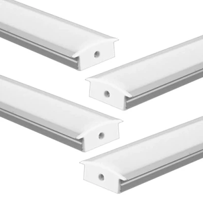 Afbeelding van . Jandei 4 grijze aluminium profielen van 1 meter voor inbouw LED strips in wanden of meubels, channel, melkwitte diffusor. Met doppen en bevestigingsclips (23,3 mm x 9,7 mm)
