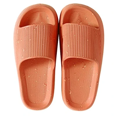 Afbeelding van HSHAPAY Pantoffels voor dames en heren, antislip, licht, doucheschoenen, sneldrogend, extra dikke sandalen, Oranje, 8/8.5 UK