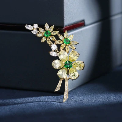 Afbeelding van Zilver Broche met Geel Swarovski® Kristal