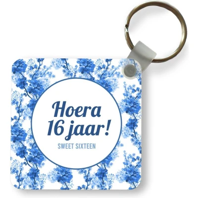Afbeelding van Sleutelhanger Uitdeelcadeautjes Jubileum 16 Jaar Quote Plastic