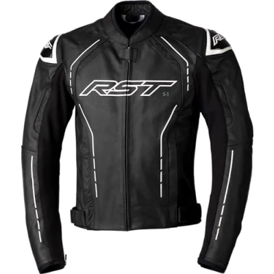 Afbeelding van RST S1 Motorfiets lederen jas, zwart wit, afmeting 42 voor man