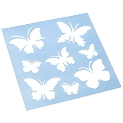 Afbeelding van RAYHER 3847500 sjabloon &quot;vlinders&quot; 30x30cm, 8 motieven ca. 5,5 12 cm, schildersjabloon, wandsjabloon, kunststof, buigzaam, vormvast, transparant