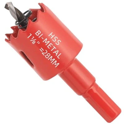 Afbeelding van GARHWAL HSS M42 Bi metalen gatenzaag, 28 mm, met adapter en centreerboor, ideaal voor hout, kunststof, gipsplaten, multiplex metalen, zaagdiepte tot 25 mm