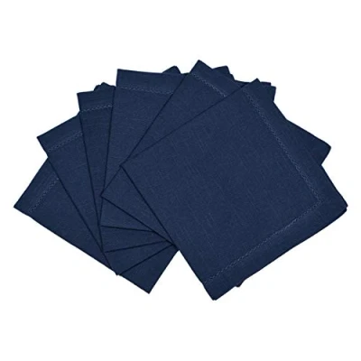 Afbeelding van Penguin Home 100% Linnen Look Katoen Servet 6 Delig Set, Solid Navy