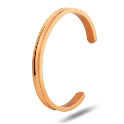 Afbeelding van Roestvrijstalen Armband, LucBuy Verstelbare Haarband Gegroefde Armbanden, Hoog Ggepolijste Manchet Armbanden Sieraden voor Vrouwen Mannen (A3)