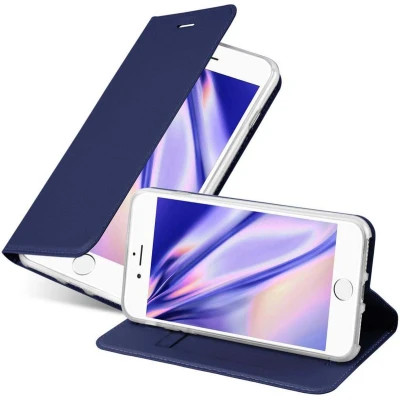 Afbeelding van Cadorabo Hoesje geschikt voor Apple iPhone 7 PLUS / 7S 8 in CLASSY DONKER BLAUW Beschermhoes met magnetische sluiting, standfunctie en kaartvakje Book Case Cover Etui