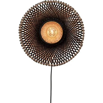 Afbeelding van Good&amp;Mojo Wandlamp Kalimantan Bamboe Small Zwart Naturel 44x12x44cm