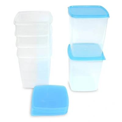 Afbeelding van Kigima Diepvriesdoos vierkant 13x13x15,2 cm 1,5L (6 stuks) lichtblauw