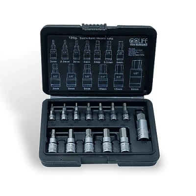 Afbeelding van 13 delige zeskant steeksleutelset Metric, 2 mm 14 mm, voor momentsleutel en boor, S2 legeringsstaal