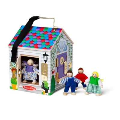 Afbeelding van Melissa &amp; Doug Deurbel house, Montessori Speelgoed 3 jaar, Poppenhuis, Houten speelgoed, Speelgoedkist, Busy board, Pop en poppenhuizen, 4 5 Cadeau voor jongen of meisje