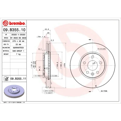 Afbeelding van Brembo Remschijf 09.B355.10