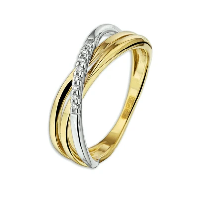 Afbeelding van Trendjuwelier huiscollectie Ring Diamant 0.04ct H SI Bicolor Goud