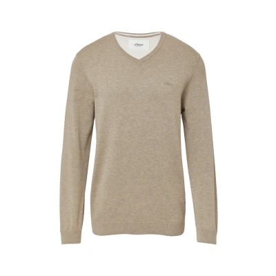 Afbeelding van s.Oliver MIT Logostickere Trui, Heren, Maat: Large, Helles beige