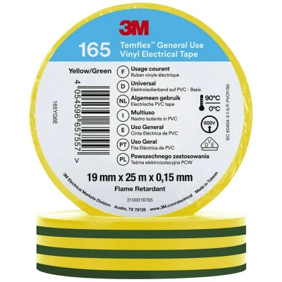Afbeelding van 3M Temflex™ 165 165YG6E Isolatietape Temflex Geel (l x b) 25 m 19 mm 1 stuk(s)
