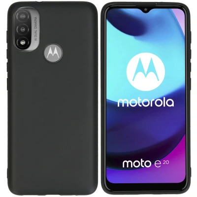 Afbeelding van Motorola Moto E20 Hoesje Siliconen en TPU (zacht) iMoshion Softcase/Backcover Zwart Telefoonhoesje