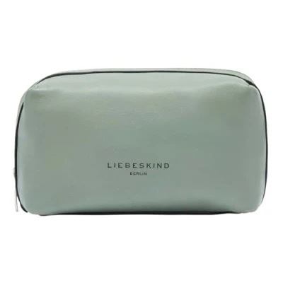 Afbeelding van LIEBESKIND BERLIN Leren Utensil zak Toilettas Hera Sheep Natural Pouchette Beauty Cypress Green Groene