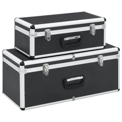 Afbeelding van Opbergkoffers 2 st aluminium zwart