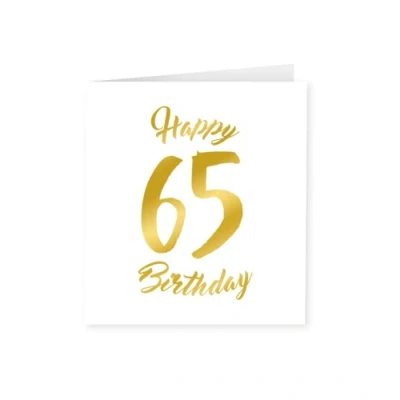 Afbeelding van PD Party 7028014 Wenskaart voor Vieringen en Verjaardagen Originele Kaarten 65 Jaren, Goud/Wit, 15cm Lengte x Breedte 0.5cm Hoogte