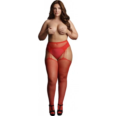 Afbeelding van Shots Le Désir Jarretel Panty met Strass Plus Size red OSX