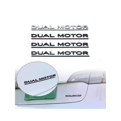 Afbeelding van Zelfklevende en individuele decoratieve letters 3D kofferbak: &quot;Tesla DUAL MOTOR &amp; PLAID&quot; compatibel met Tesla modellen: X, Y, S 3 hoogland (dubbele motor, zwart, zwart rood)