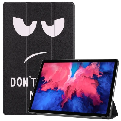 Afbeelding van Lenovo Tab P11 Plus Hoes: iMoshion Design Trifold Bookcase Don&#039;t touch Quotes Bedrukking Kunstleder Tablet Hoezen