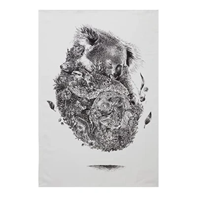 Afbeelding van Maxwell &amp; Williams Marini Ferlazzo Theedoek met Koala Co, 100% Katoenen Keukendoek, Wit, 50 x 70 Centimeter