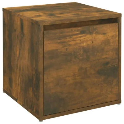 Afbeelding van Opbergbox met lade 40,5x40x40 cm bewerkt hout gerookt eiken