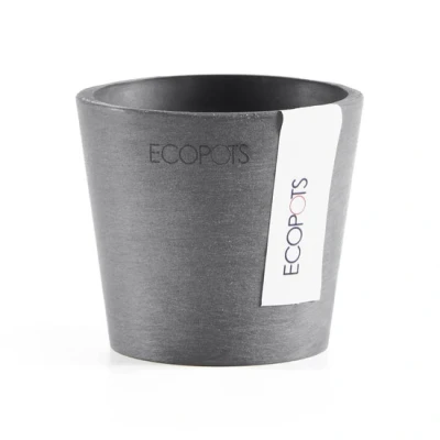 Afbeelding van Ecopots Amsterdam mini rond 8 cm grijs planten/bloembak pot