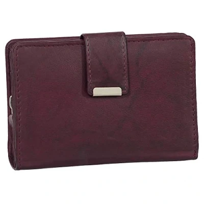 Afbeelding van Ledershop24 RFID dames lederen portemonnee versch. kleuren cadeauset + exclusieve sleutelhanger, bordeaux, Eén maat, Leren damesportemonnee lang, liggend