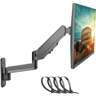 Afbeelding van PUTORSEN 13 32 33 34 inch monitor muurbeugel voor pc &amp; tv scherm, beugel muur met gratis instellen gasveer, in hoogte verstelbaar, kantelbaar, draaibaar, belasting 1 9 kg, VESA