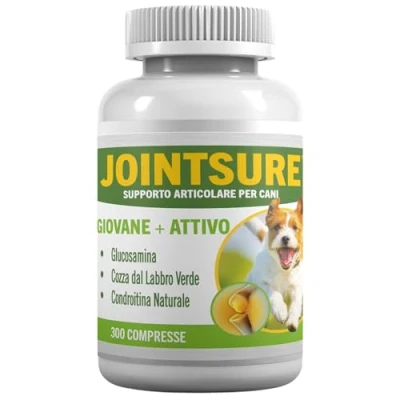 Afbeelding van JOINTSURE Young + Active Joint supplementen voor honden. Drievoudige actie formule met groene lipmossel &amp; glucosamine hondengewrichtsverzorging. Helpt stijve gewrichten, ondersteunt gewrichtsstructuur en handhaaft mobiliteit.