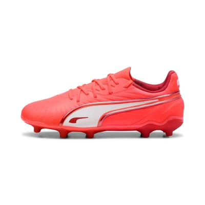 Afbeelding van Puma KING Match FG/AG Unisx Voetbalschoenen met kunststof noppen voor kinderen, Maat: 29, Glowing red/white/red fire Imitatieleer/ textiel