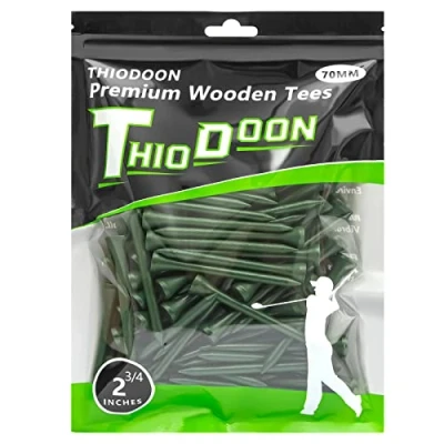 Afbeelding van THIODOON golftees 2 3/4 inch minder wrijving houten T shirts training voor golfspeler professionele natuurlijke bulk 100 stuks golfshirts (groen, 70 mm)