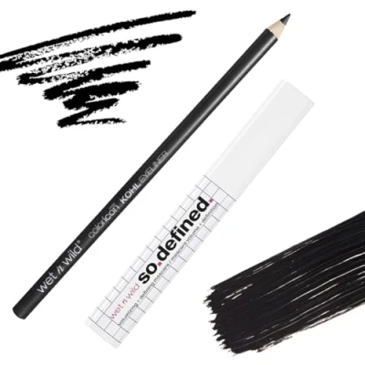Afbeelding van Wet n Wild, So Defined Volumizing + Defining Mascara met Bonus Color Icon Kohl Eyeliner Potlood, Hoog gepigmenteerd, Essentiële 2 delige Bundel voor Gewaagde Oog Make up Looks