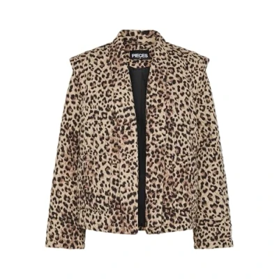 Afbeelding van Pieces Vest Pcsaroline Short Printed Jacket 17156101 Tannin/leopard Dames Maat XL