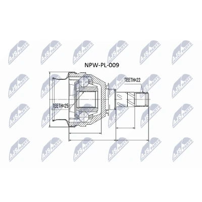 Afbeelding van Homokineet reparatie set, aandrijfas NTY NPW PL 009